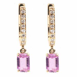 Petal Light 18K Yellow Gold Pink Sapphire Diamond Drop Earrings